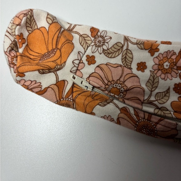 Floral Infant One Piece in Orange and Pink with Matching Hat - Picture 3 of 8